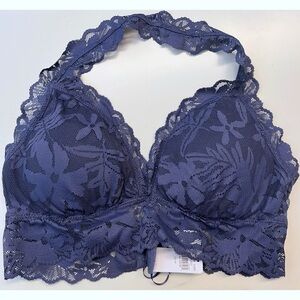 NWT aerie Lace Halter Bralette - Blue